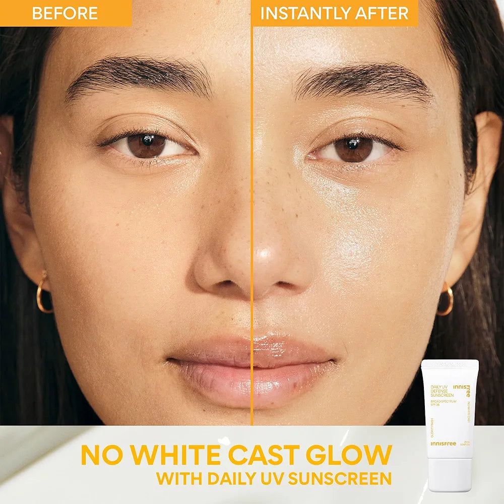 Innisfree Daily UV Defense Sunscreen SPF 50+ PA++++, Korean Face Sunscreen, Invisible Finish, Broad Spectrum, No White Cast, Lightweight, Hydrating, Available in Gift Sets & Jumbo